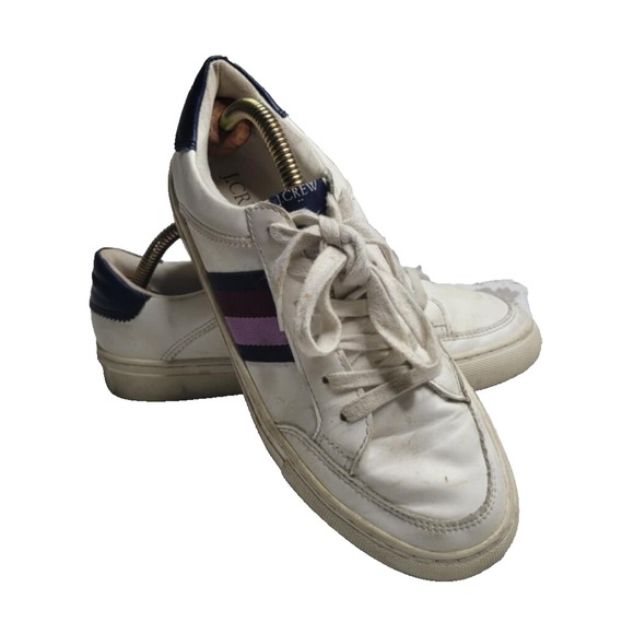 J. Crew Shoes - J Crew Women's The Road‎ Trip White with Purple Stripe Sneakers Size 7